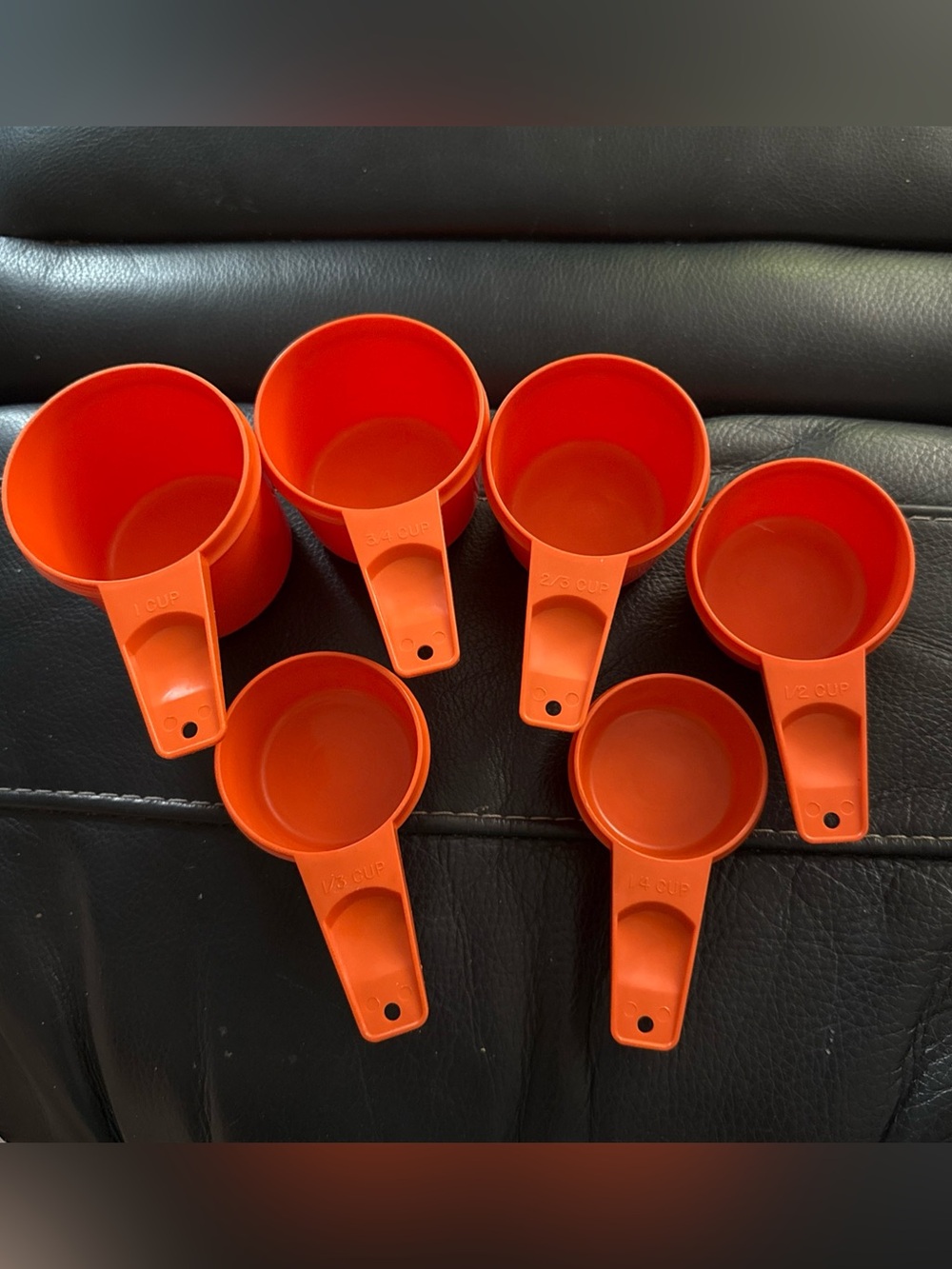 Vintage Set of 6 TUPPERWARE Orange Measuring Cup